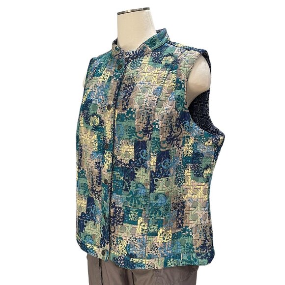 Handmade Reversible Quilted Sleeveless Vest Patchwork Boho Artisan Fall Layering - Picture 8 of 8